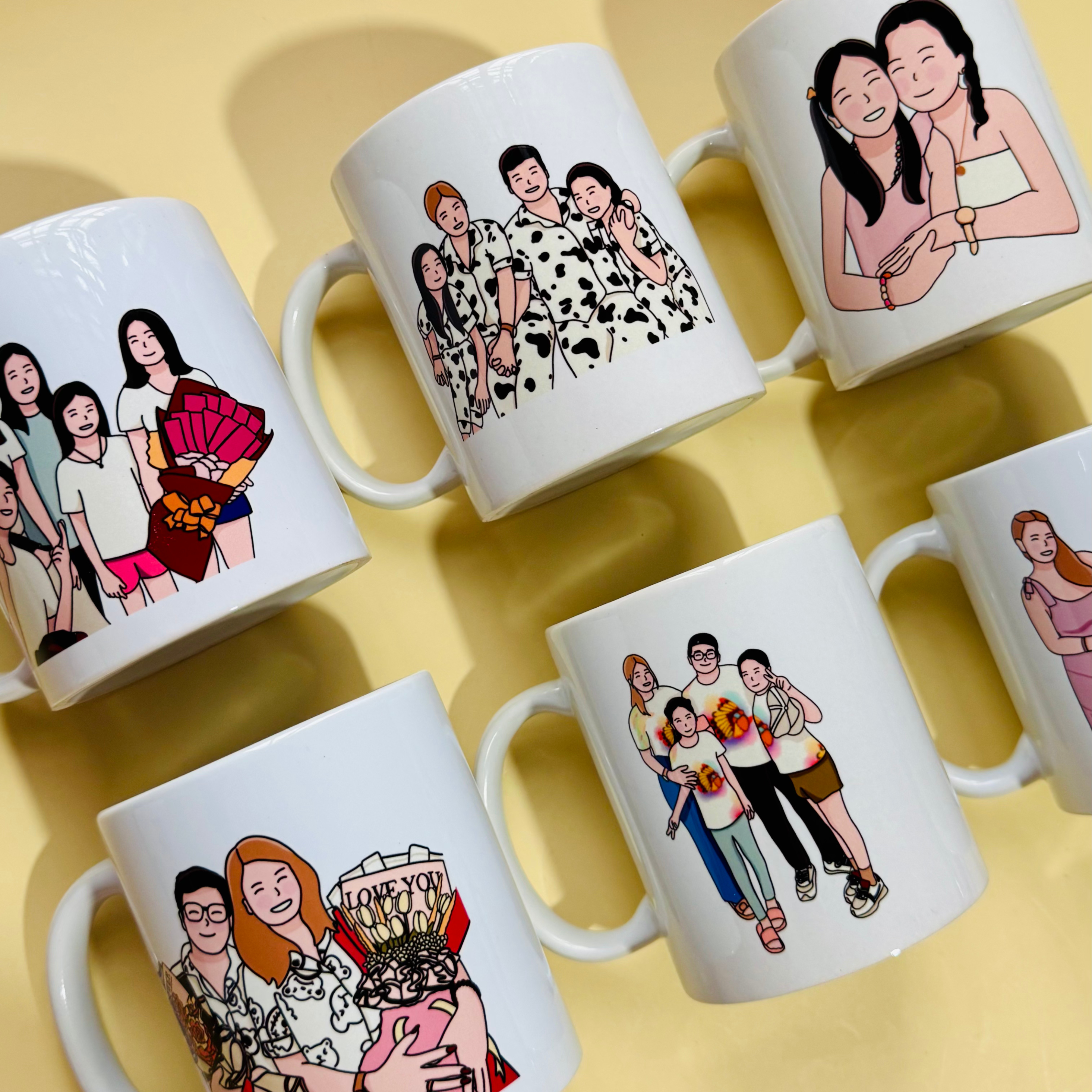 Cartoon Portrait Mug – White 11oz, Personalized Hand-Drawn Design