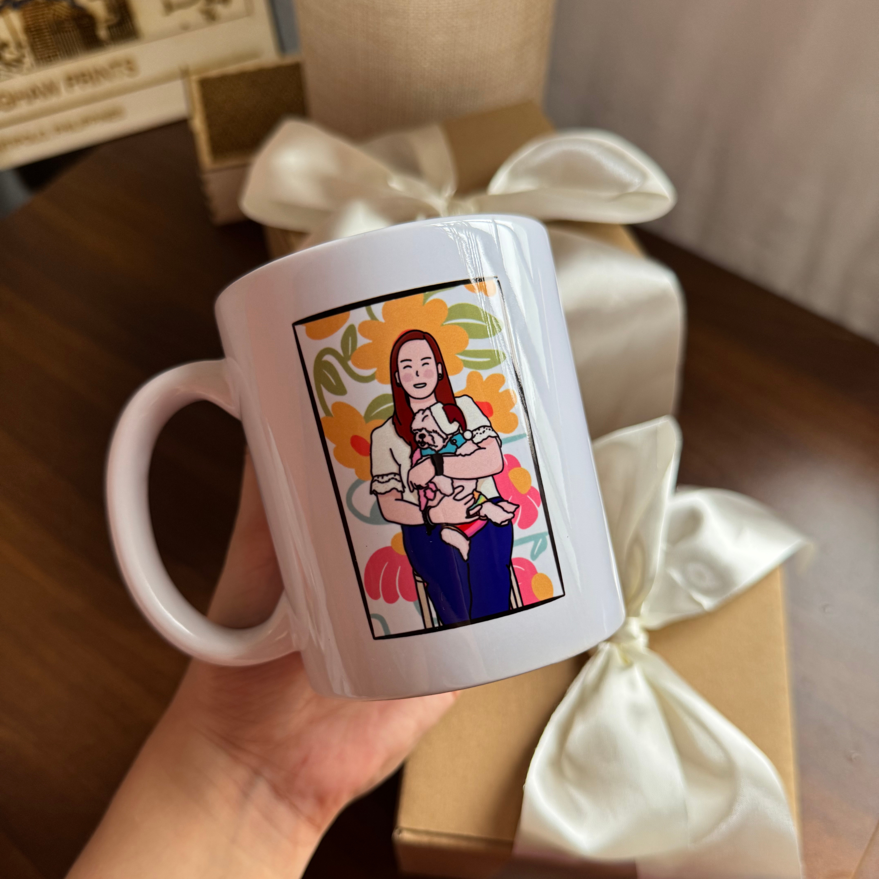 Cartoon Portrait Mug – White 11oz, Personalized Hand-Drawn Design