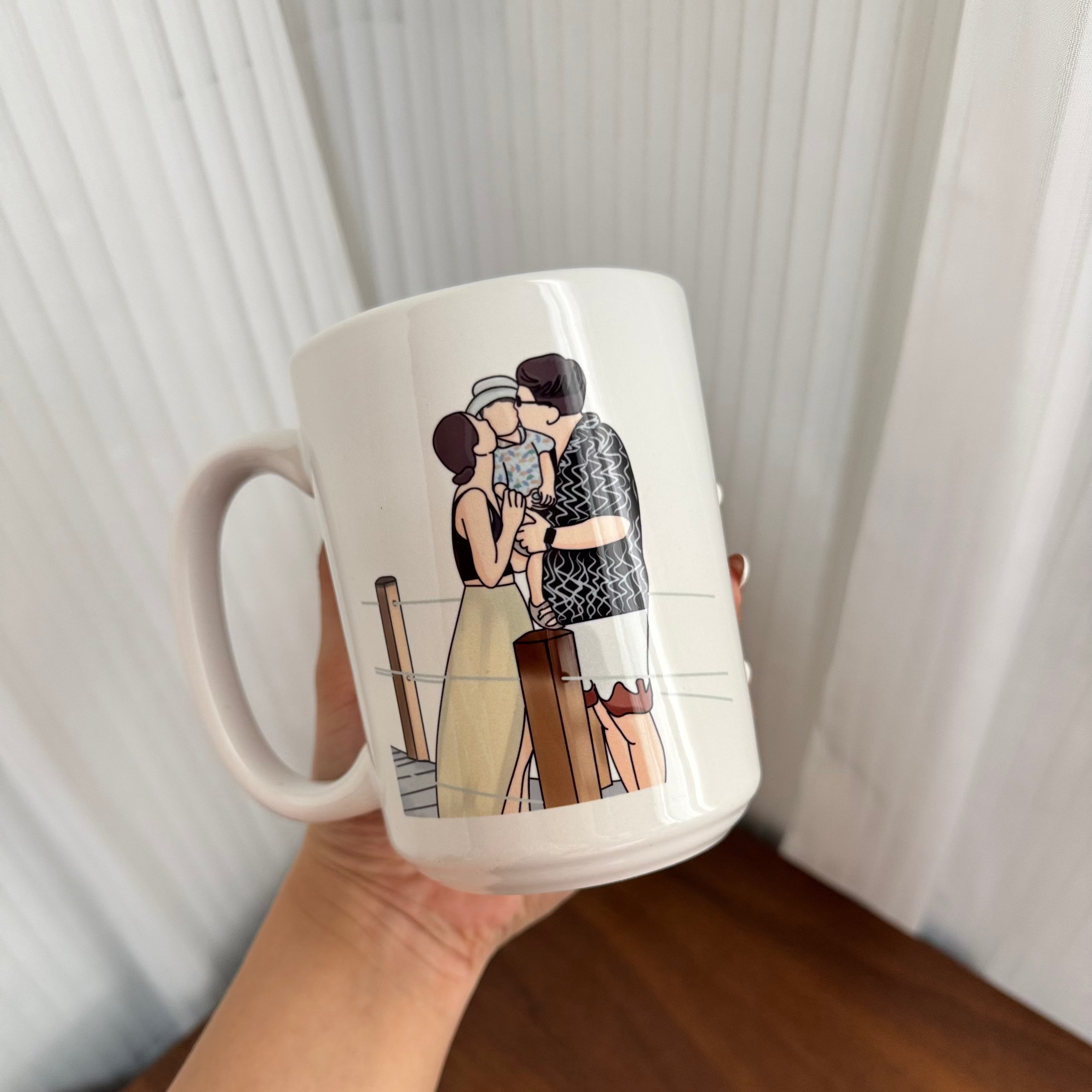 Color Line Art Faceless Portrait Mug – White 15oz, Personalized Hand-Drawn Design
