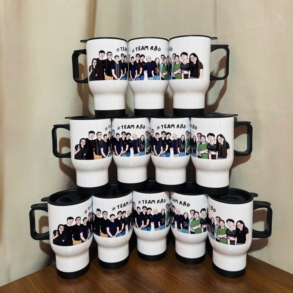 Cartoon Portrait Mug – Travel Mug, Personalized Hand-Drawn Design