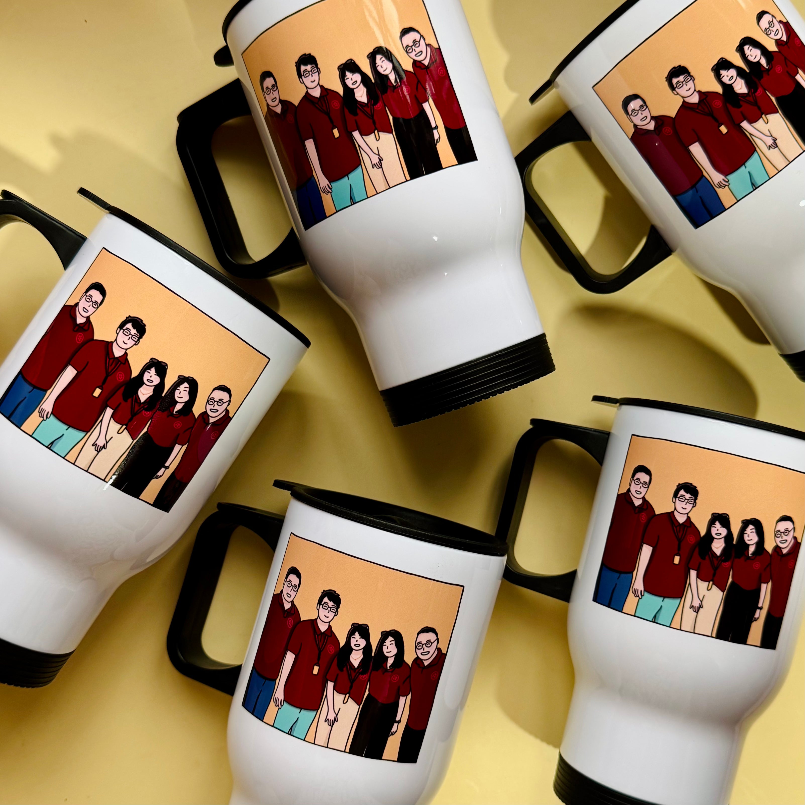Cartoon Portrait Mug – Travel Mug, Personalized Hand-Drawn Design