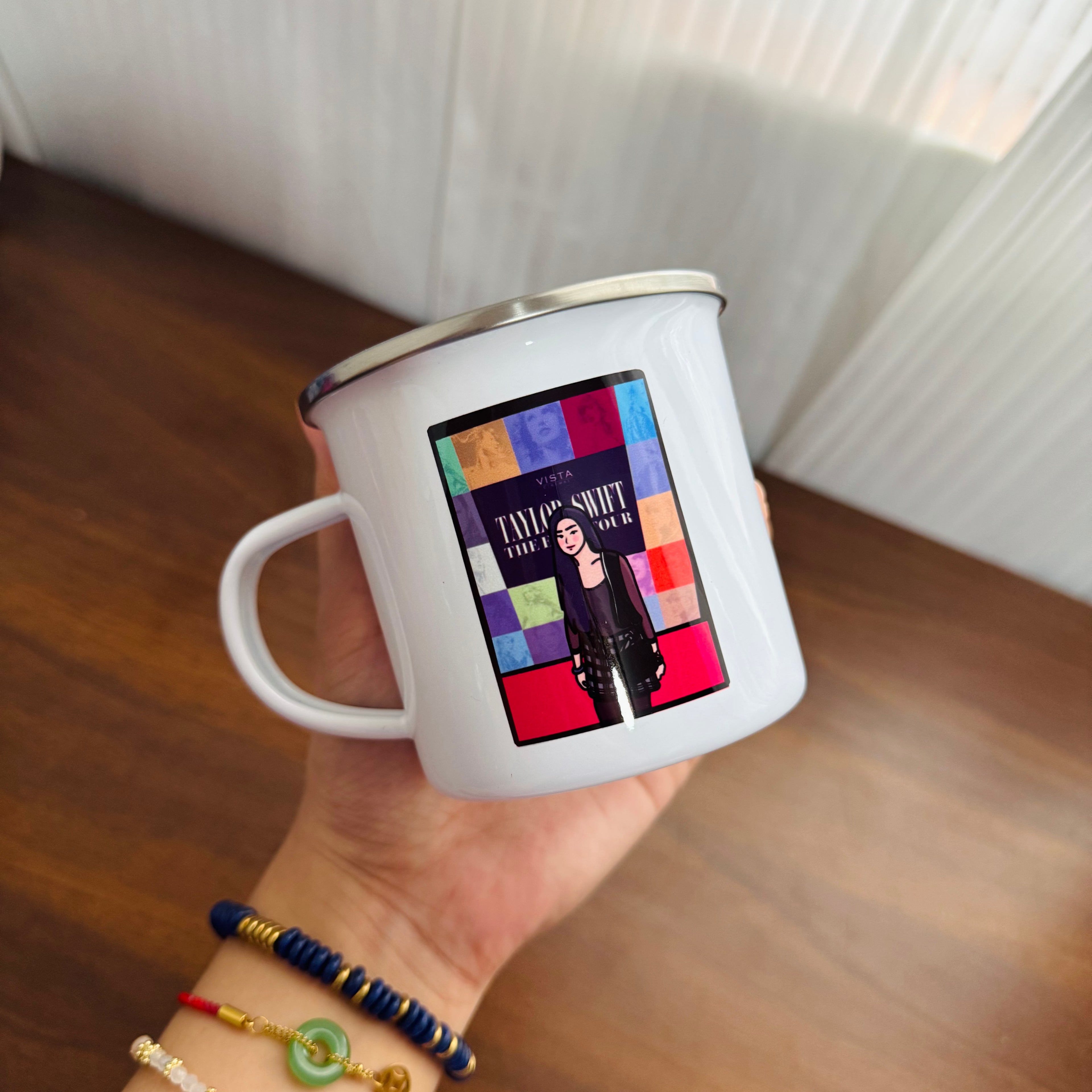 Cartoon Portrait Mug – Enamel Mug 10oz, Personalized Hand-Drawn Design