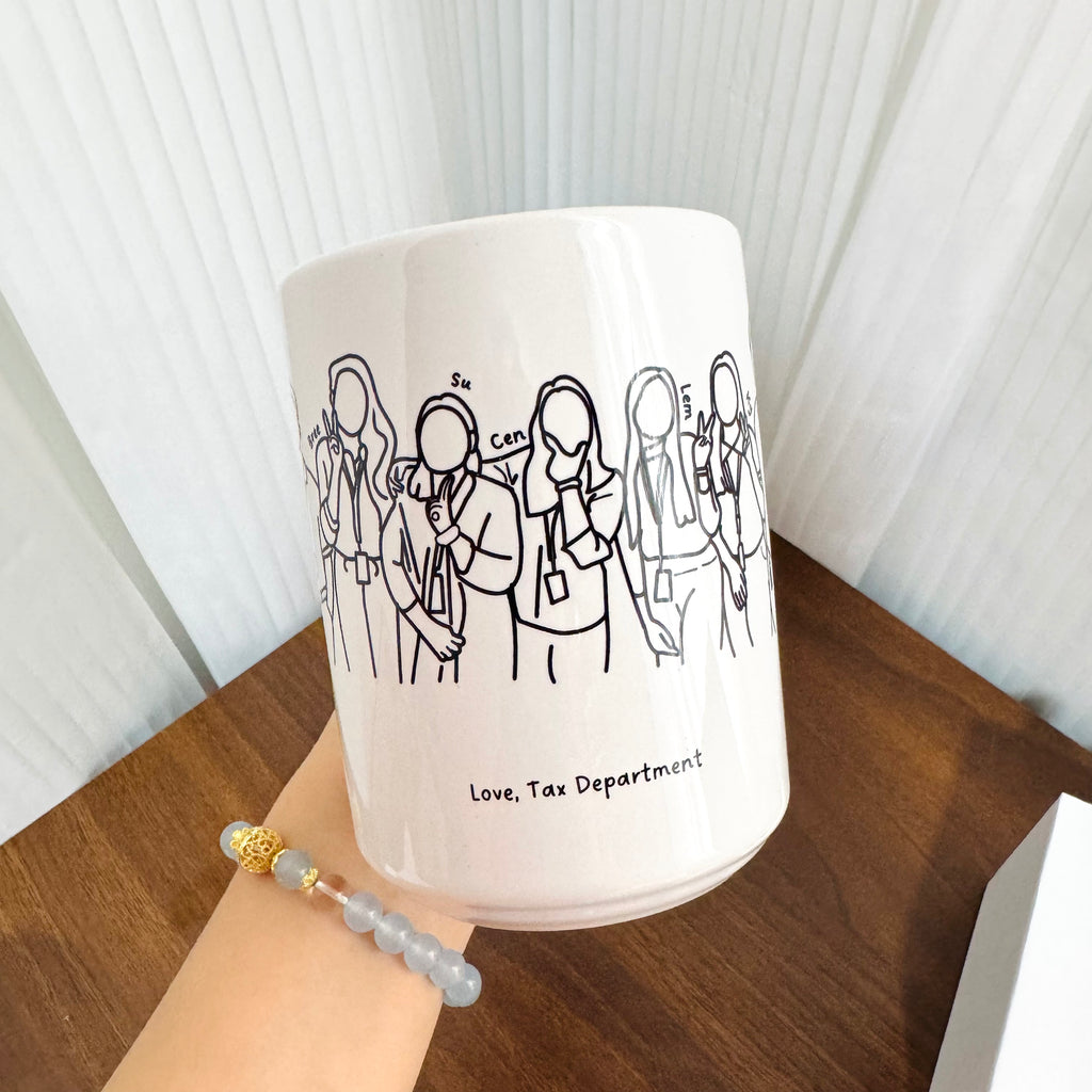 Black & White Line Art Faceless Portrait Mug – White 15oz, Personalized Hand-Drawn Design